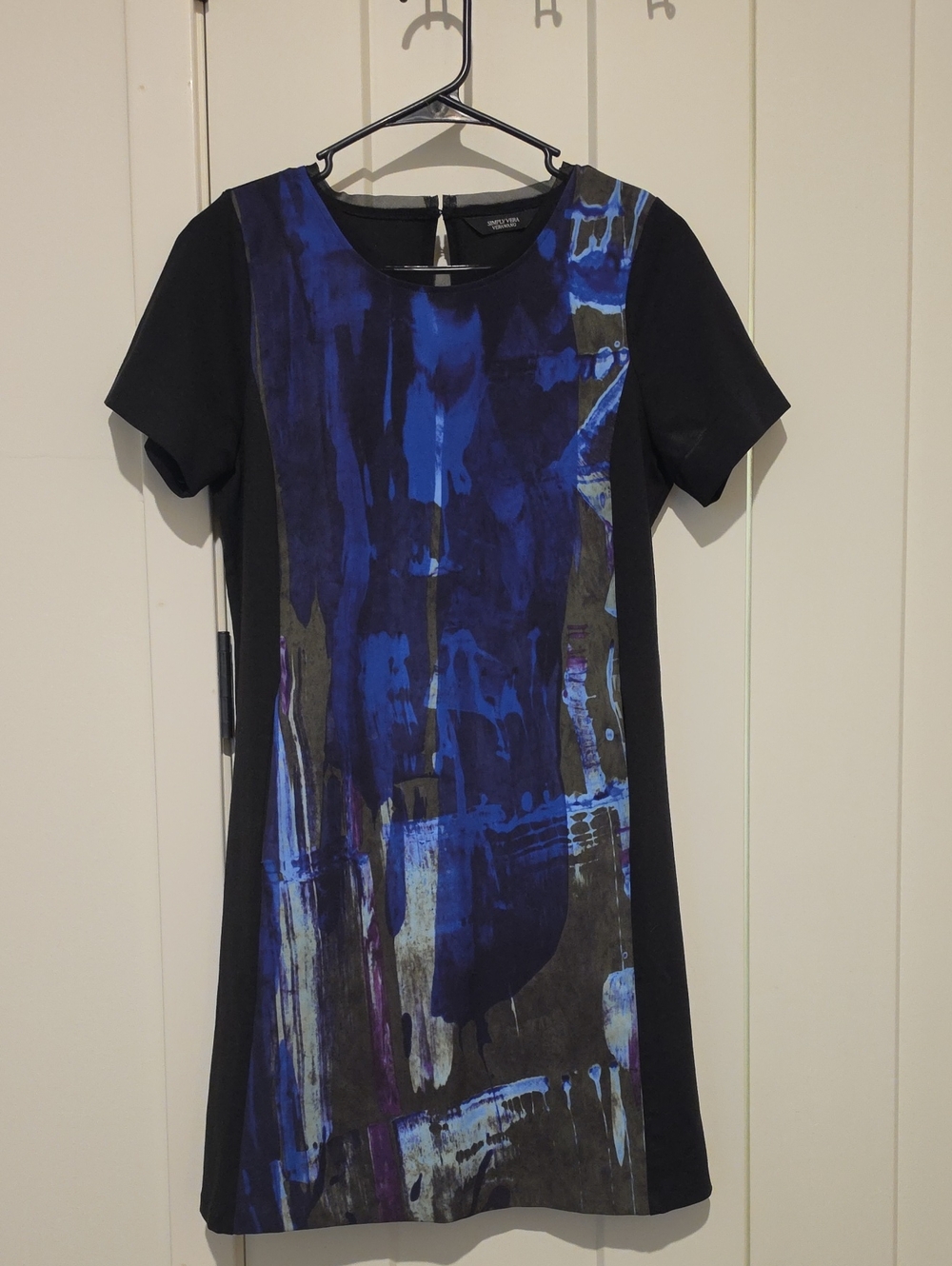 Simply Vera Vera Wang Black Tunic Dress with Blue Abstract Front